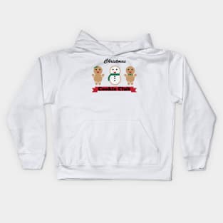 Christmas Cookie Club Gingerbread Snowman Dark Text Kids Hoodie